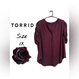 🖤 Torrid Harper Blouse Size 1X Deep Plum Purple Dark Academia Goth Whimsigoth 🖤
